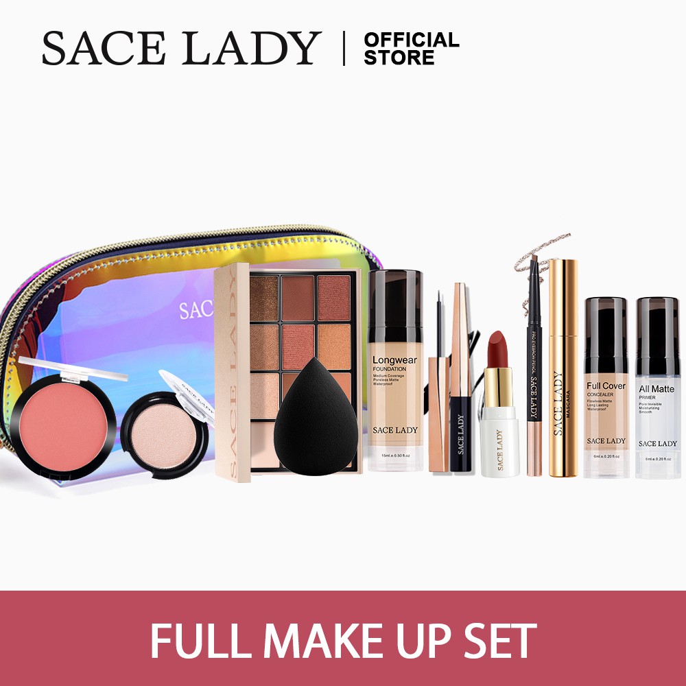 SACE LADY 12 Pcs Face Makeup Set Daily Use Base Make Up Eyebrow Pencil