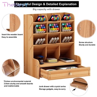 Thebest Wooden Desk Organizer Multi-Functional DIY Pen Holder Box Office Supplies Desk Organizer #5