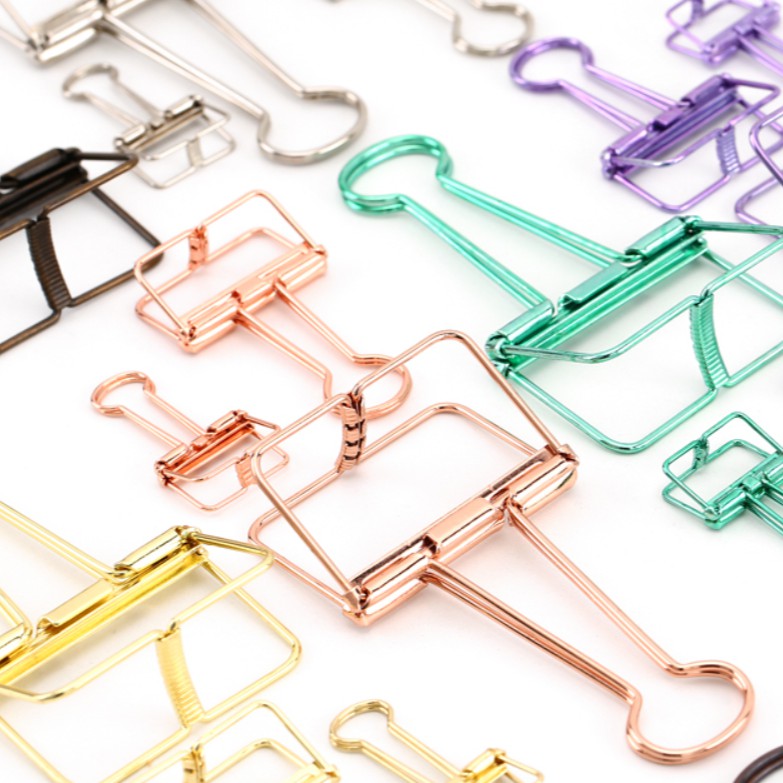 Black Documents Files School Accessories Rurili Metal Wire Multicolor Hollow Out Paper Binder Clip Invoice Bill Clamps Premium Paper Organizer for Office Supplier Tickets 10 Pcs 