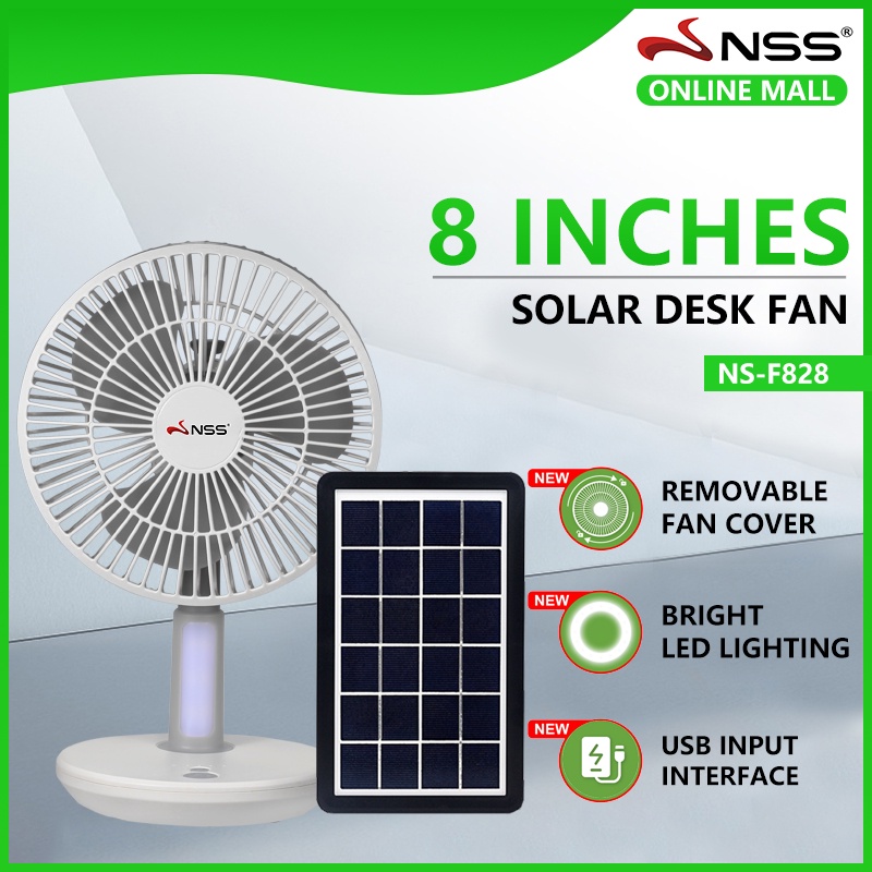 NSS Solar fan 8 inch Desk Electric Fan Small folding fan with USB