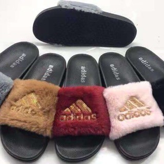 adidas fluffy slippers