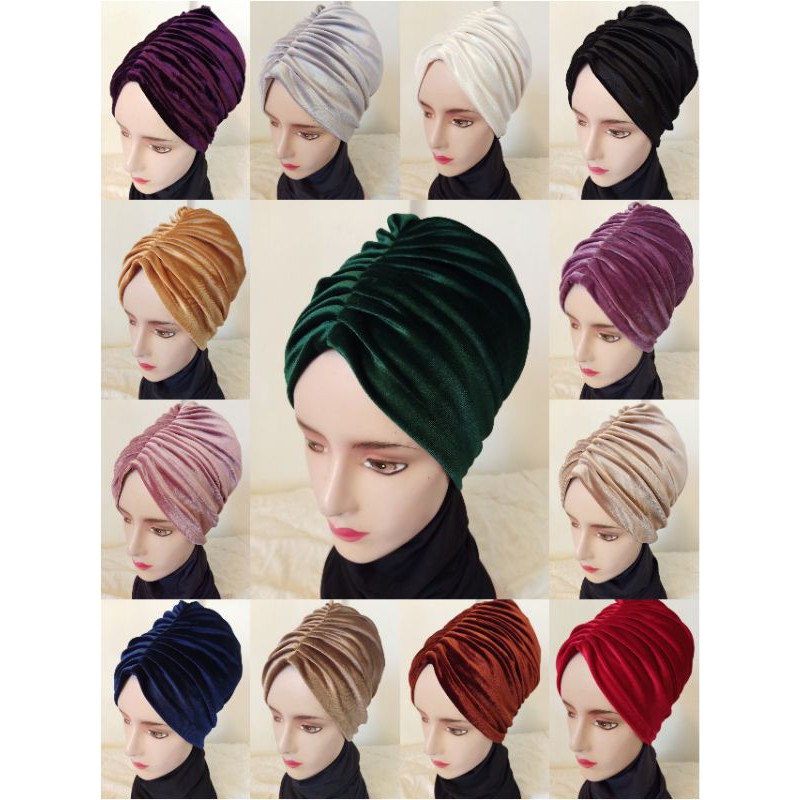 Instant plain velvet turban Adult turban party turban