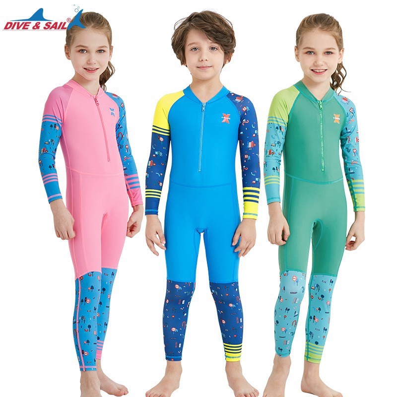 Dive&Sail One Piece Swimsuit Long Sleeve Kid UPF 50+ Rash Guard Sun ...