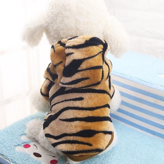 Pet Dog Puppy Cat Tiger Fur Pattern Clothes Hoodie Winter Warm Costume Outfit