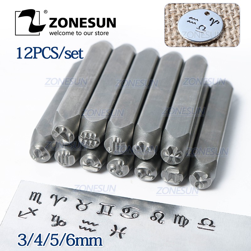 Zonesun Zodiac Sign 12pcs Jewelry Metal Stamps Symbols Leather Punch Die Stamping Tools Steel Metal Shopee Philippines