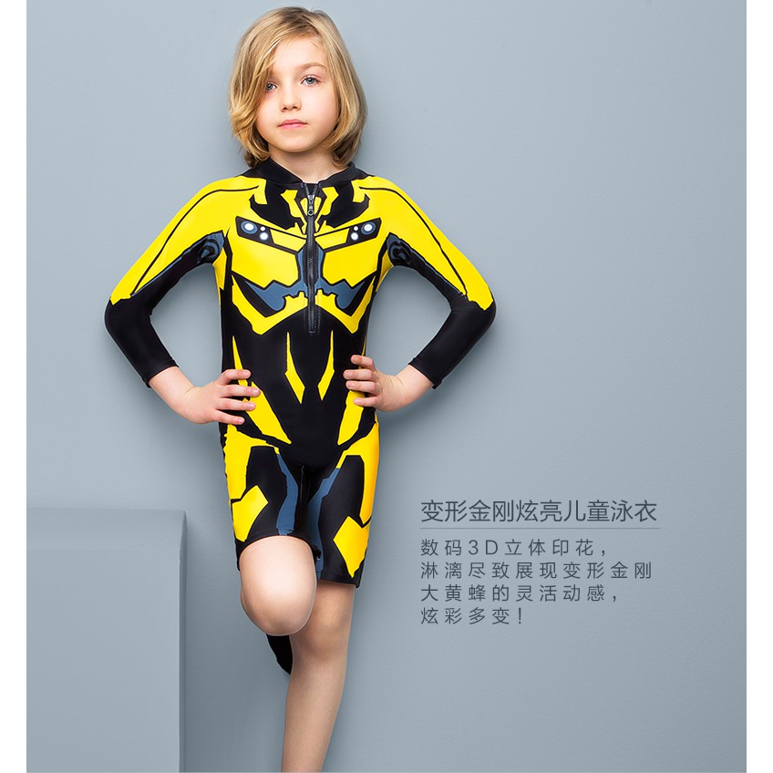 boy in one piece swimsuit