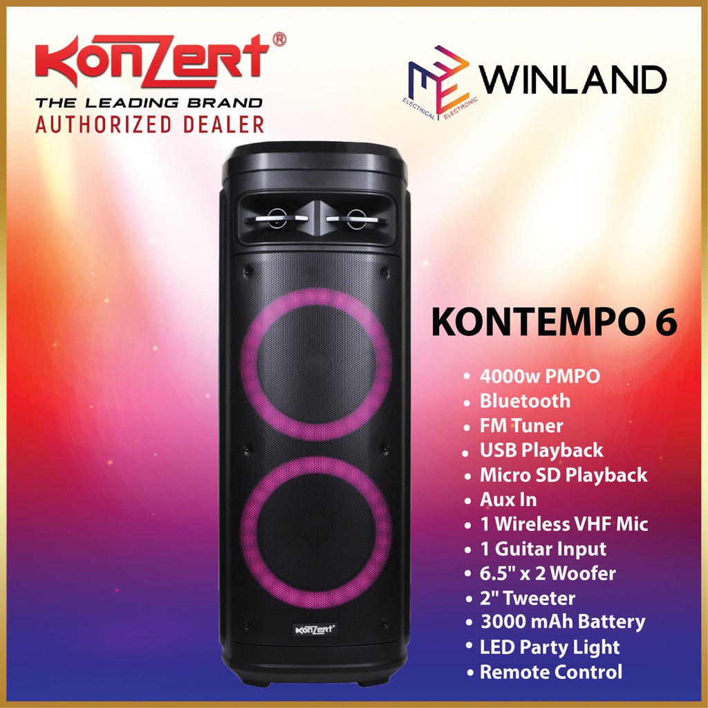 konzert-kontempo-6-karaoke-portable-party-speaker-w-bluetooth-fm-sd