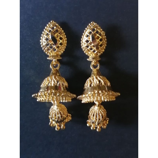 Indian earrings jumkha gold plated | Shopee Philippines