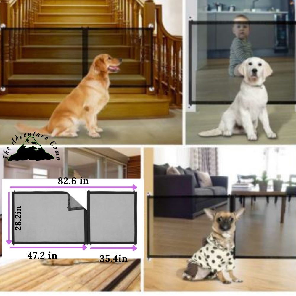 Portable Dog Gate Pets Barrier Fences Breathable Mesh Dog Safety Door