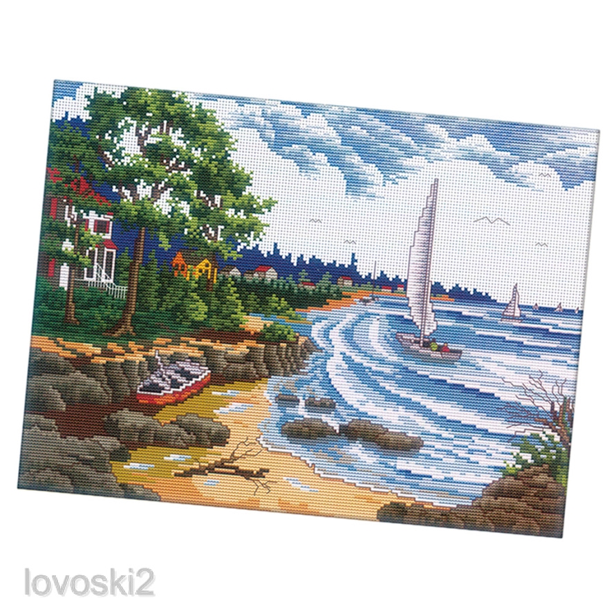 Stamped Cross Stitch Embroidery Kits PrePrinted Pattern Seaside Landscape Shopee Philippines