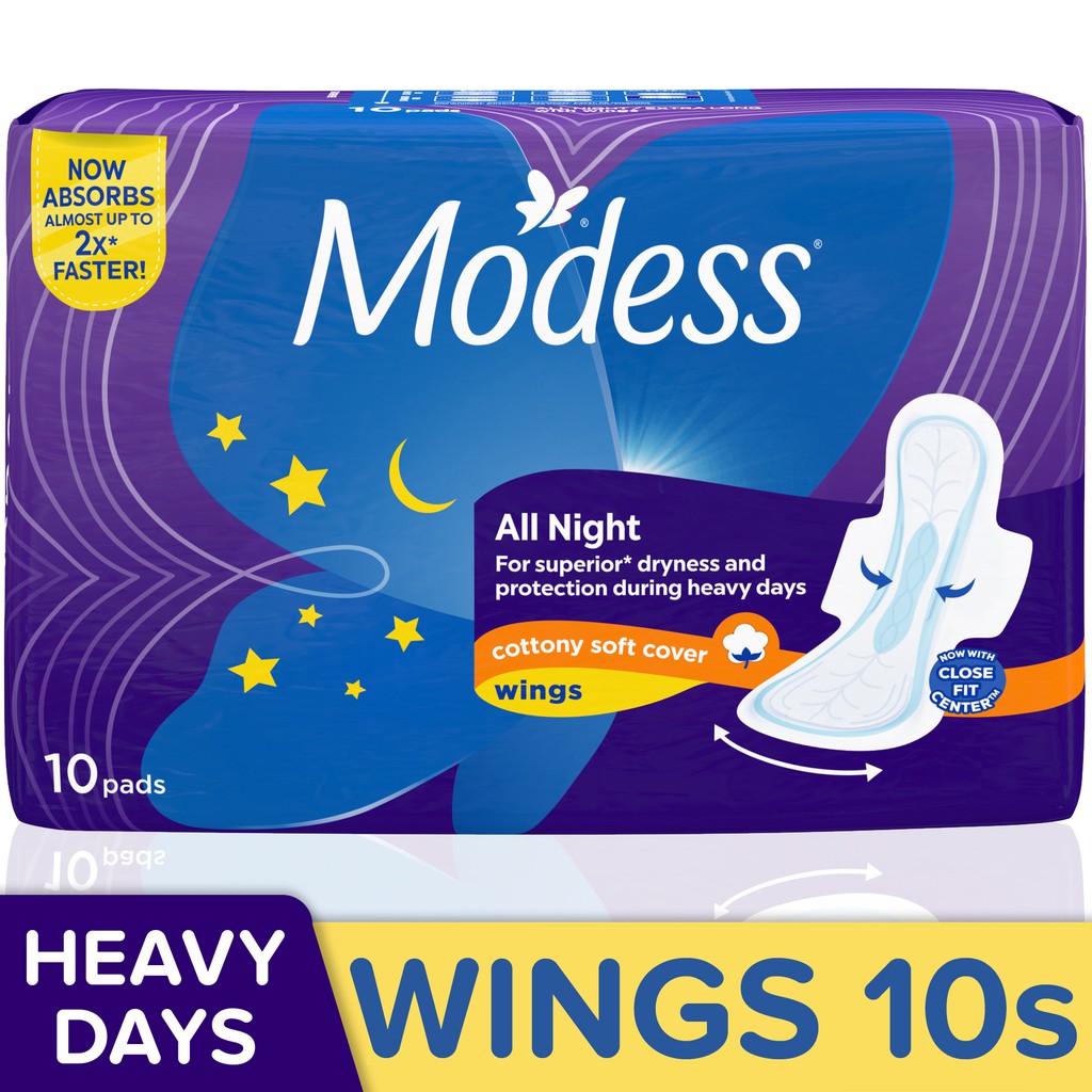 Modess All Night Sanitary Napkins 10s Shopee Philippines