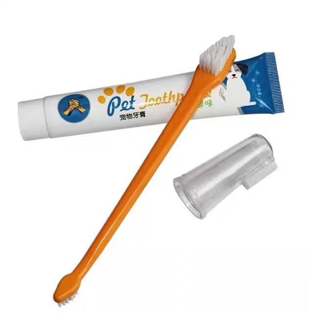 Pet Toothbrush Set w/Toothpaste Dog&Cat Toothbrush Set Pet Toothpaste(2