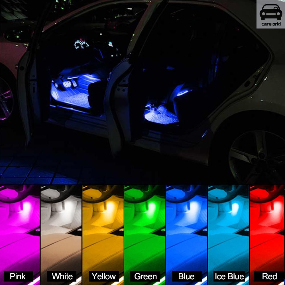 Car Led Strip Light Interior Car Lights 4pcs 48led App Controller Lighting Kits Multi Color Music Un