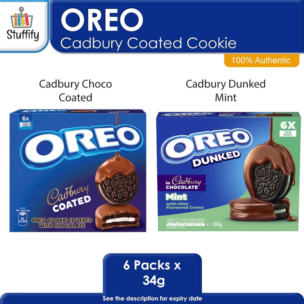 SALE!!! OREO Cadbury Chocolate Coated Cookie | Dunked Mint (6 Packs x ...