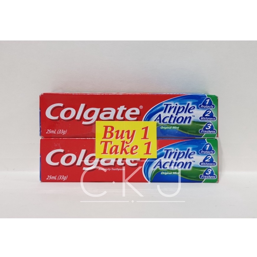 PROMO Colgate Triple Action Toothpaste 33g BUY 1 GET 1 (EXPIRY MARCH