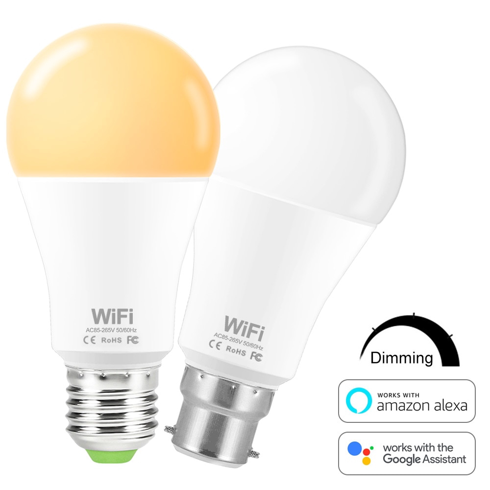 Smart Light Bulb Wifi Led Lamp 15w Led Bulb E27 B22 Dimmable Smart Led Bulbs Wifi Alexa Google Home Shopee Philippines