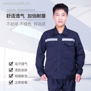 Hot sale❏∋Workwear suit men s spring and autumn long-sleeved jacket wear-resistant reflective auto repair service workshop construction site factory thickened labor insurance clothing