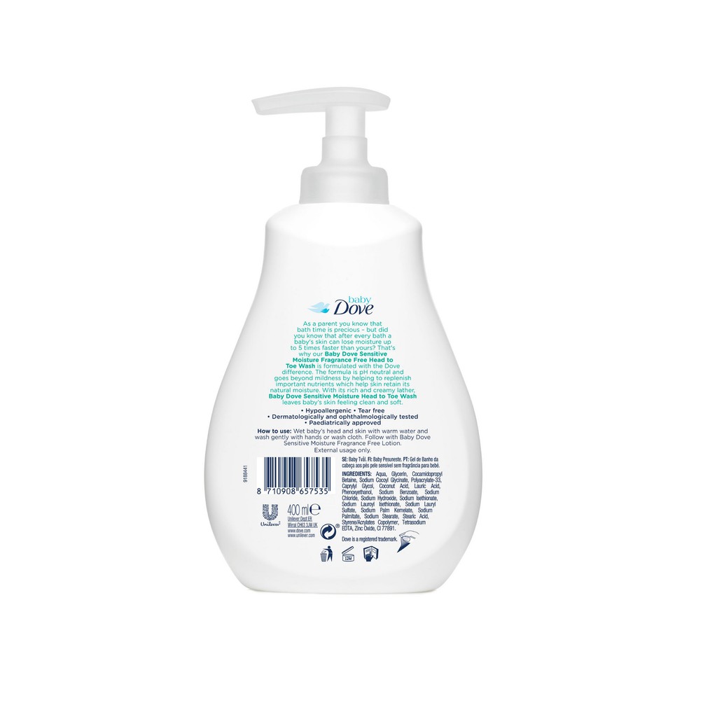 dove baby head to toe wash 400ml