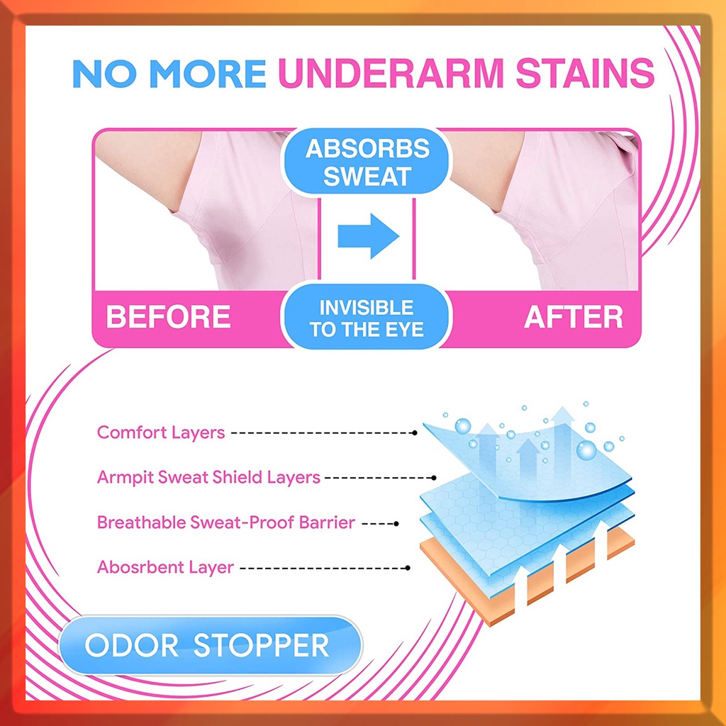 50Pieces Armpit Sweat Pads, Underarm Sweat Stickers Anti-Perspiration Deodorant Shield Pads