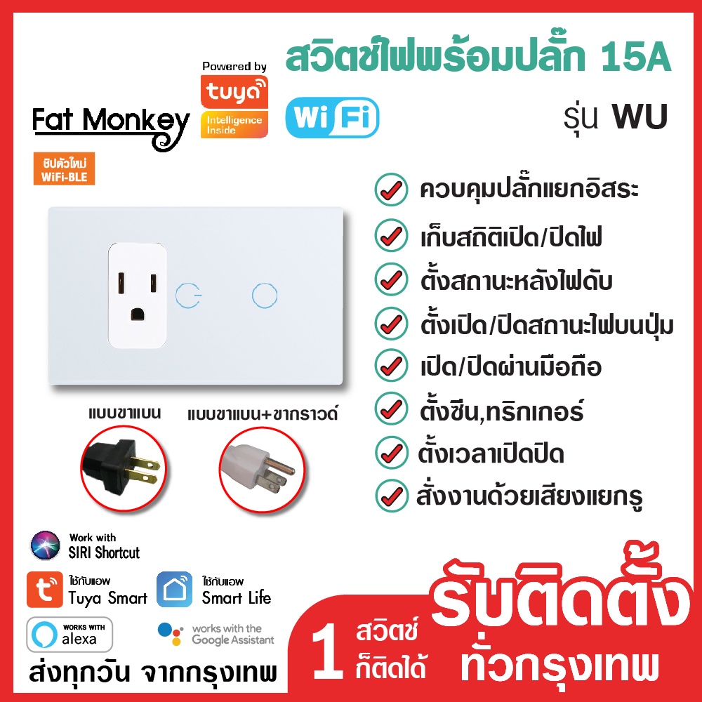 Touch Button Light Switch With WiFi Plug Use Nu Tuya Smart Wall WU