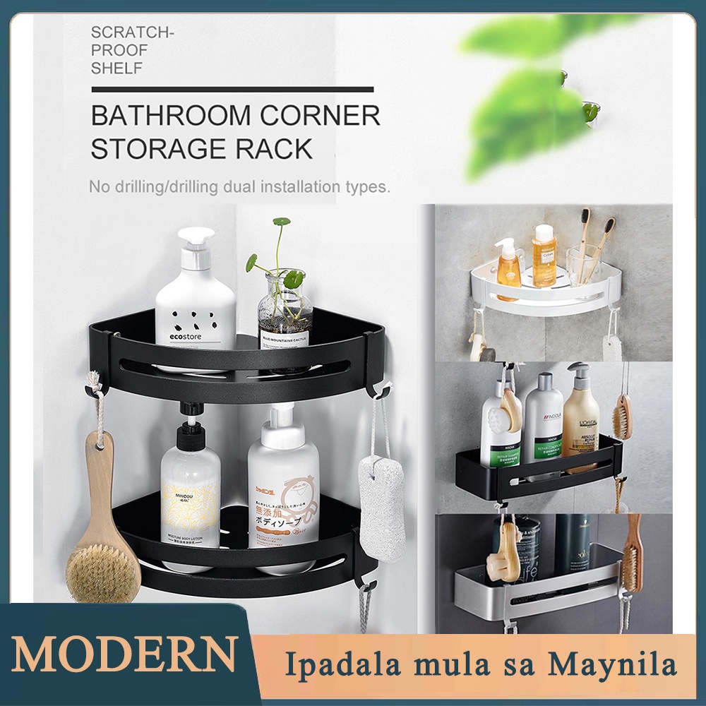 Space Aluminum Bathroom Shelf Shower Shelves Nodrill Wall Mount Shower