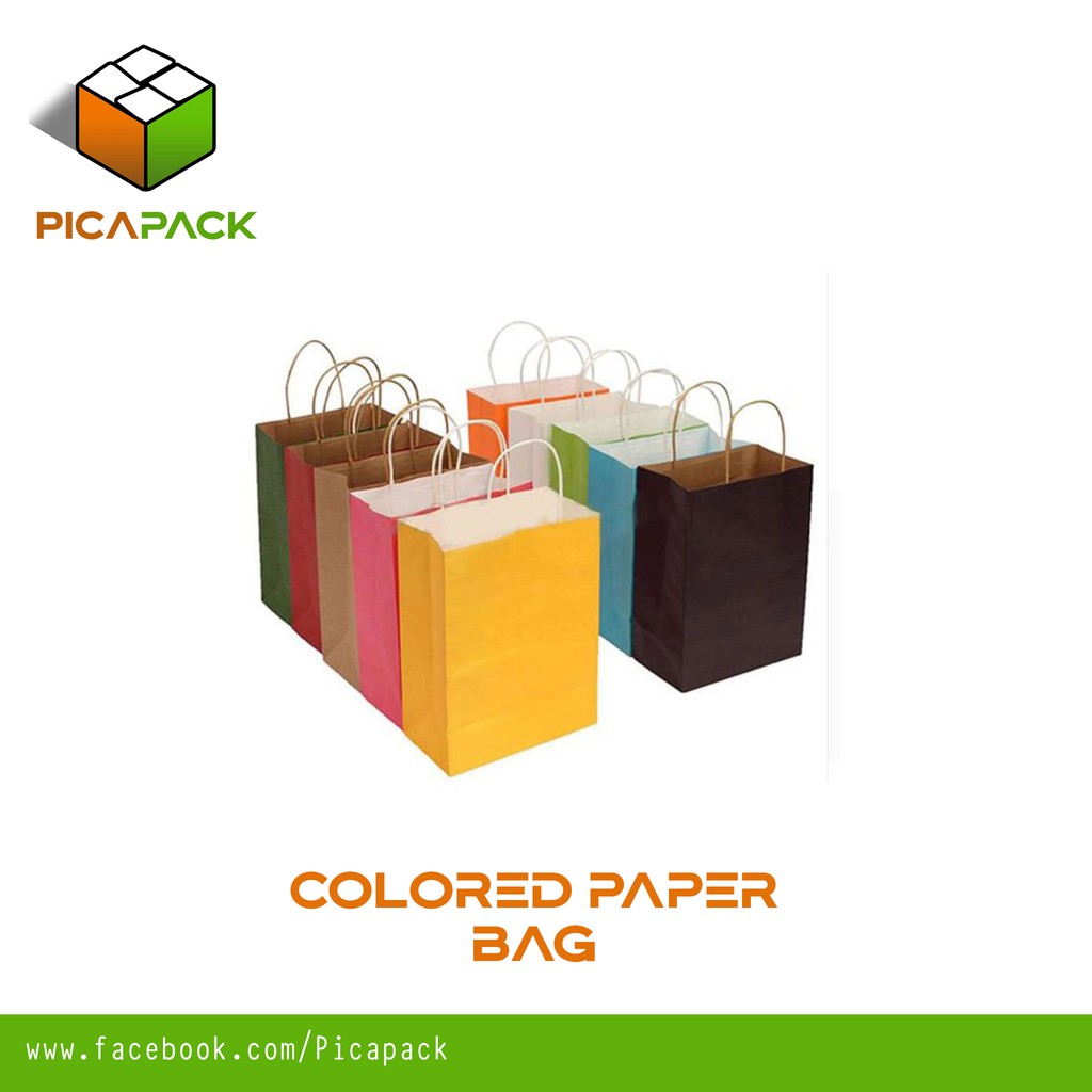 10pcs Colored Paper Bag with handle (Thick Quality) Shopee Philippines