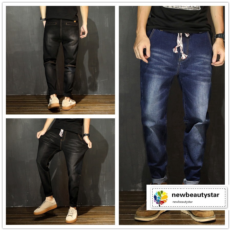 big men's elastic waist jeans