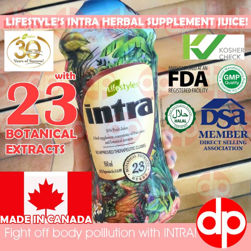 INTRA Juice Lifestyles Food Supplement BFAD APPROVED Made in Canada 23