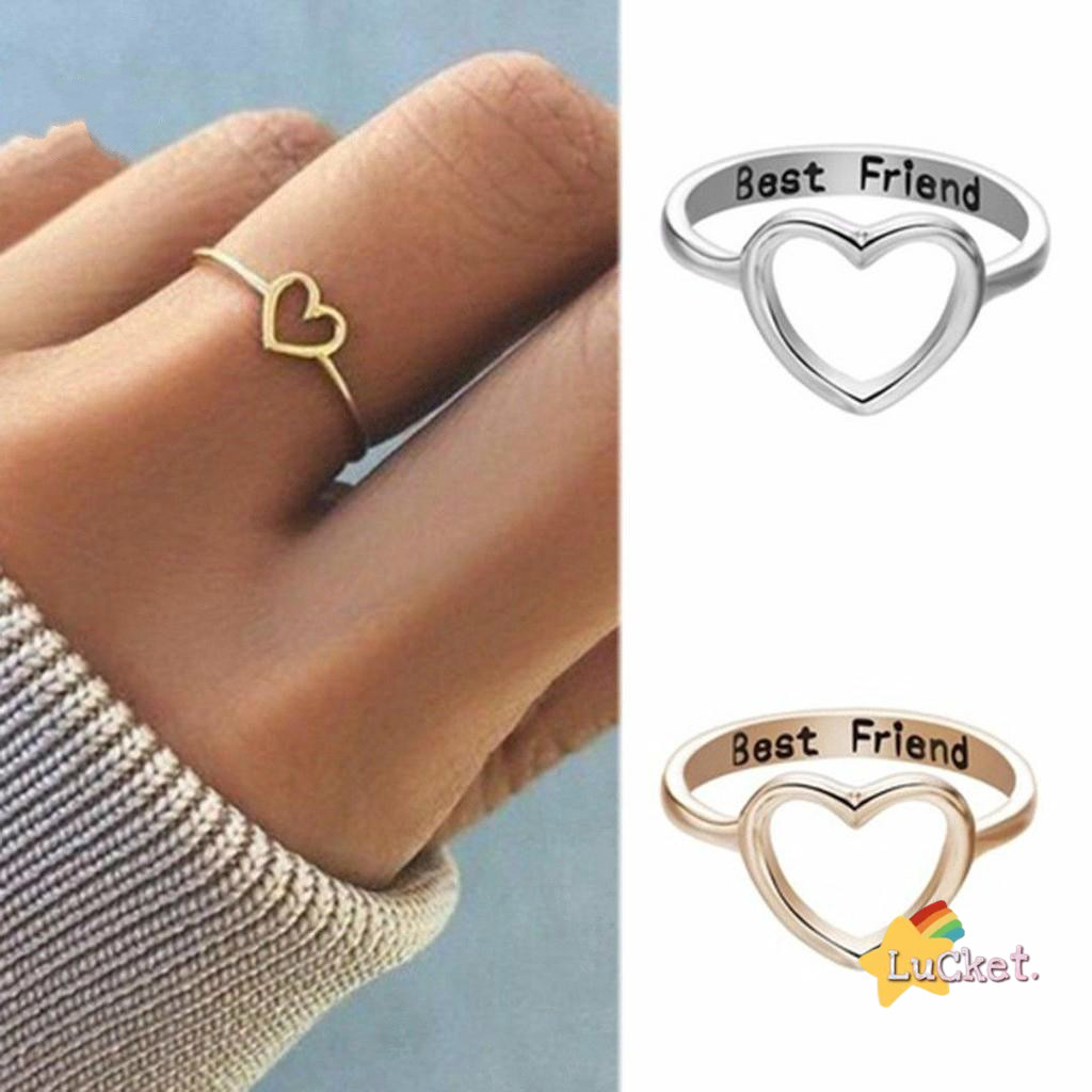 lucket Korean Women Love Hearts Friends Ring Promise Jewelry Ring