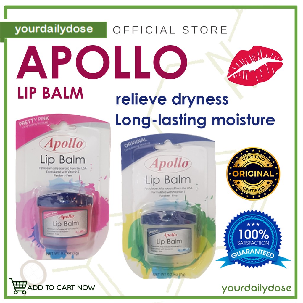 APOLLO LIP BALM Pretty Pink Lip Moisturizer Smooth Plump Pink Lips