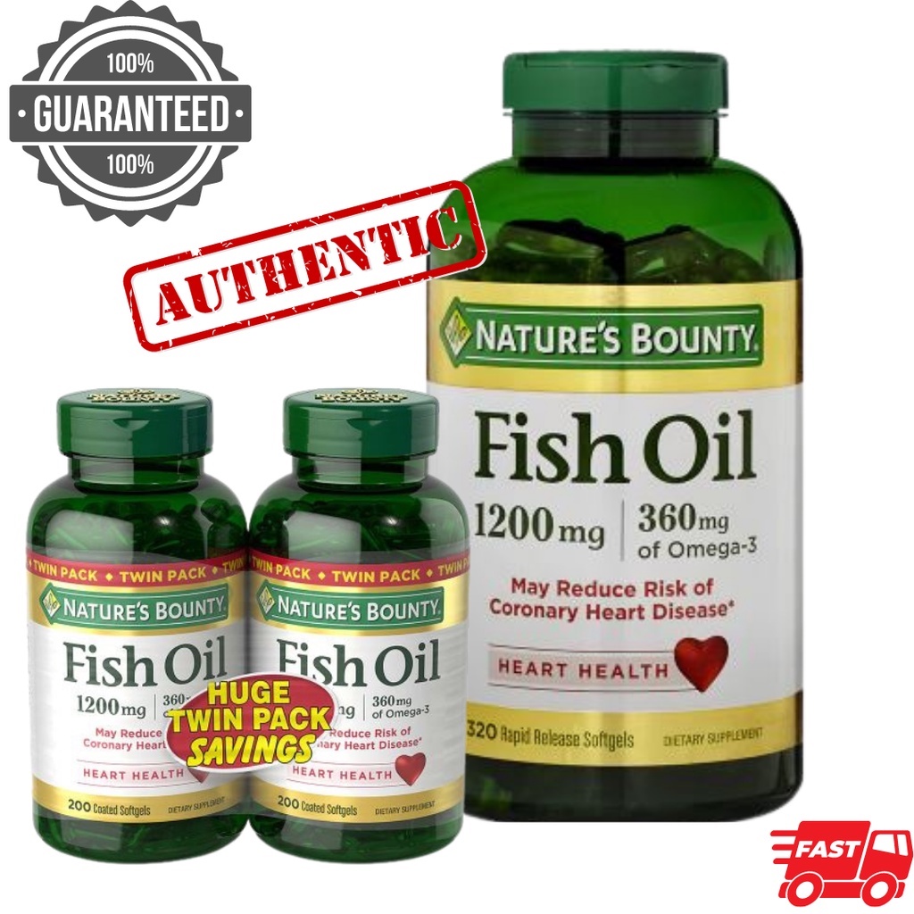 Nature's Bounty Fish Oil 1200 mg, 200/320 Softgels Shopee Philippines