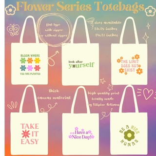 (WITH ZIPPER) Flower Series Totebags