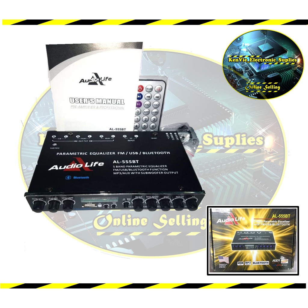 PARAMETRIC EQUALIZER 5band AL555BT [WITH REMOTE/BLUETOOTH/USB/FM/AUX