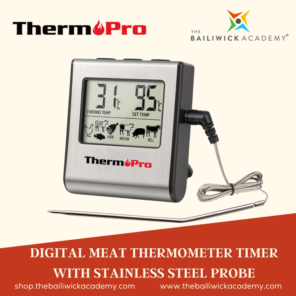 THERMOPRO TP16 DIGITAL MEAT THERMOMETER TIMER WITH STAINLESS STEEL