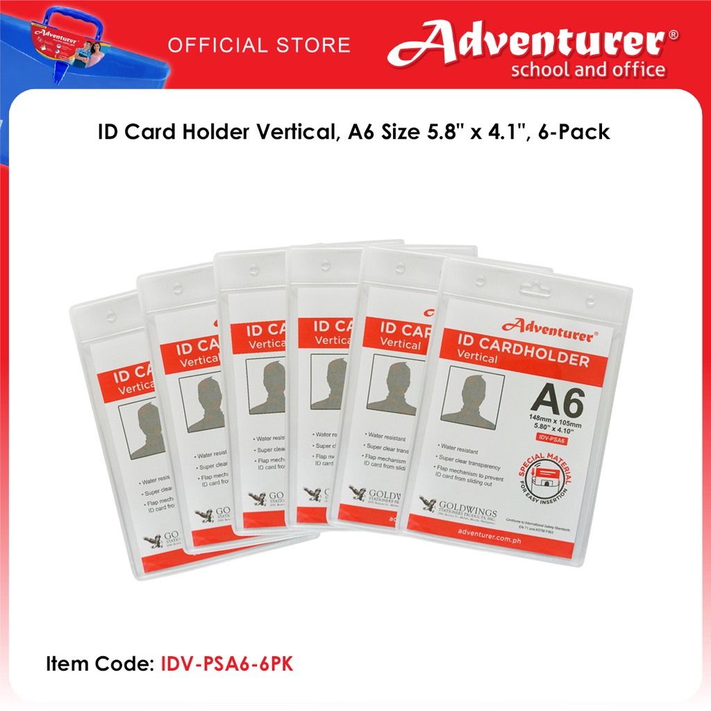 Adventurer ID Card Holder Vertical, A6 Size 5.8" x 4.1", 6Pack Shopee Philippines