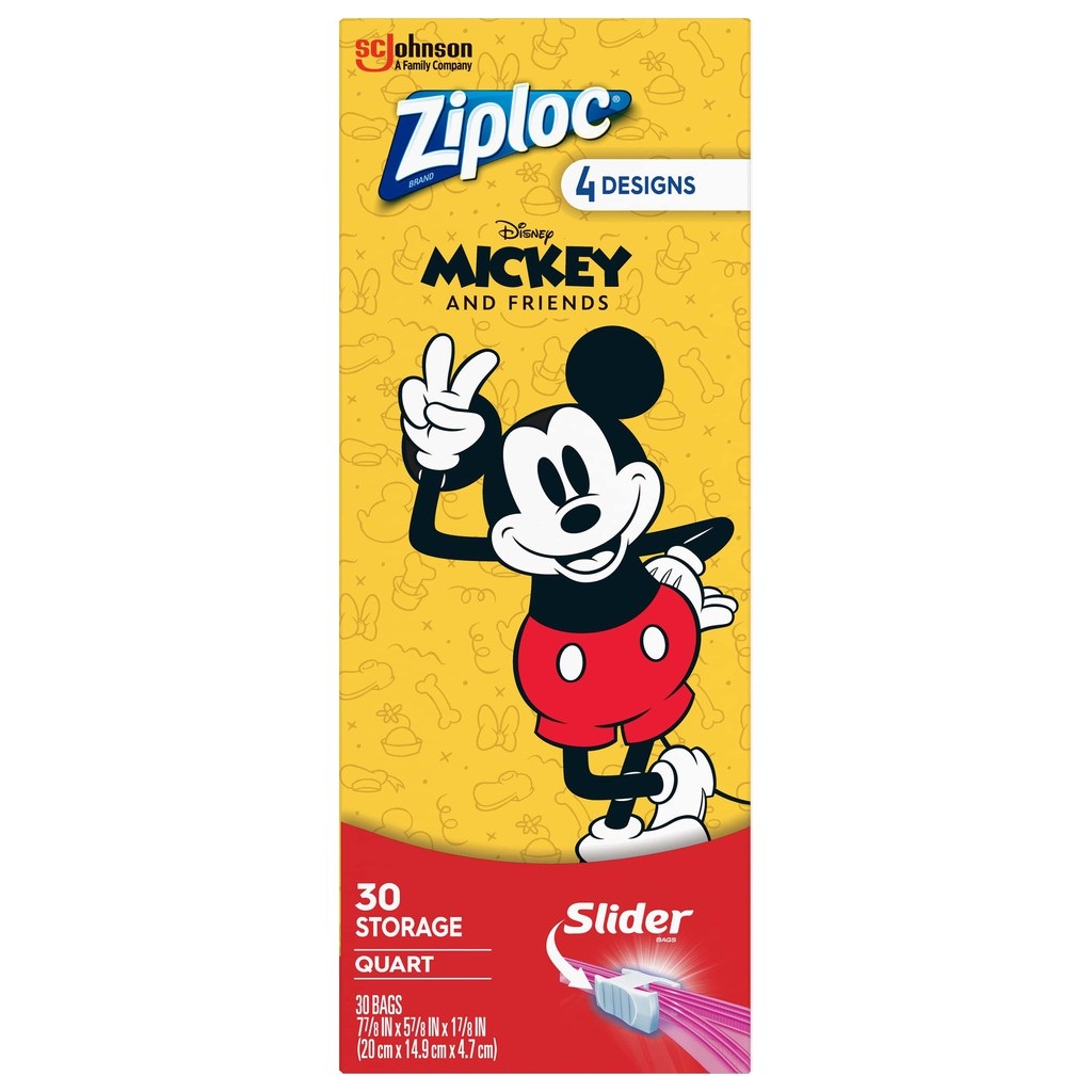 Ziploc Mickey and Friends Slider Storage Bags Quart 30's Shopee