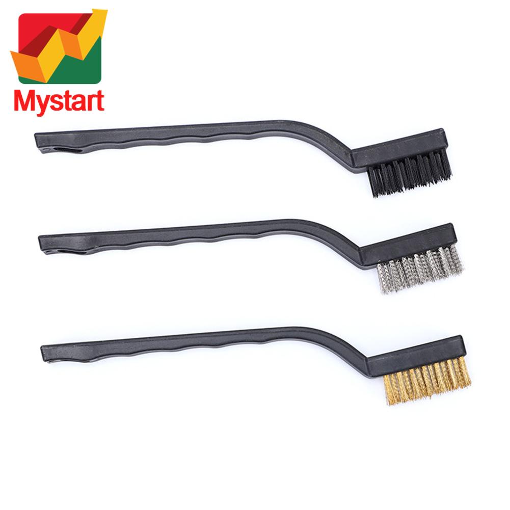 3pcs Mini Rust Paint Remover Metal Scrubbing Polishing Brushes 7 inch