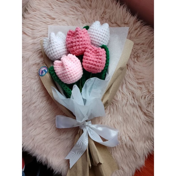 Crochet tulip Bouquet (With Box) Shopee Philippines