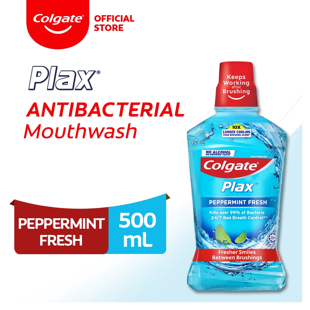 Colgate Plax Antibacterial Mouthwash Peppermint Fresh 500mL Shopee