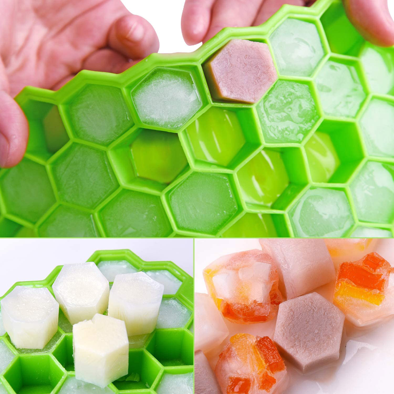Honeycomb Ice Cube Trays with Removable Lids Silica Gel Ice Cube Mold BPA Free