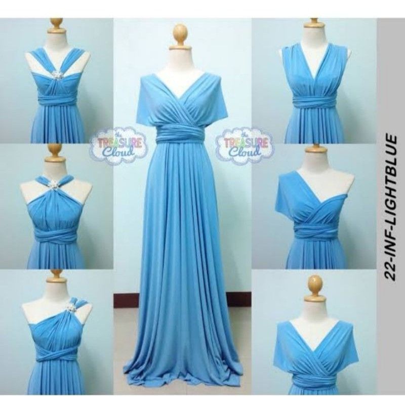 LIGHT BLUE infinity dress with attached tube kids & Adult Shopee