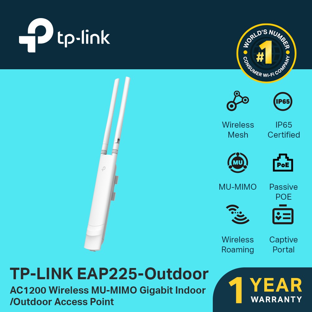 TPLink EAP225Outdoor AC1200 Wireless MUMIMO Gigabit Indoor/Outdoor