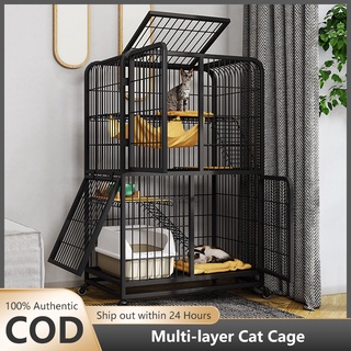 Cat cage villa large free space household cat cage indoor three-layer cat house with toilet