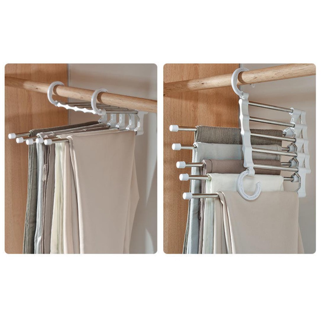 Multi-Functional Magic Pants Hanger Organizer Space Saving Wardrobe Closet Storage Rack