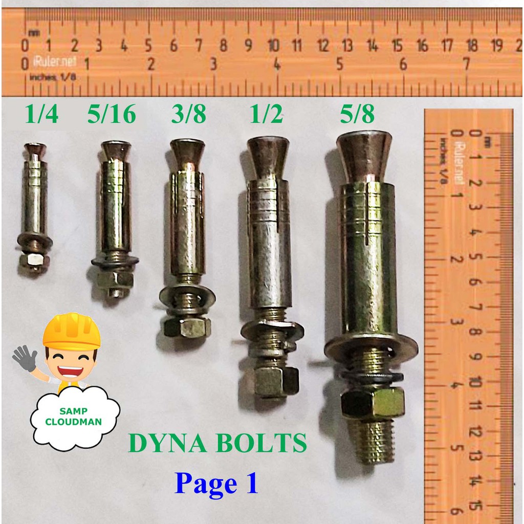 Dynabolts 1/4, 5/16, 3/8, 1/2, 5/8 Dyna Bolts, Expansion Bolt Sleeve