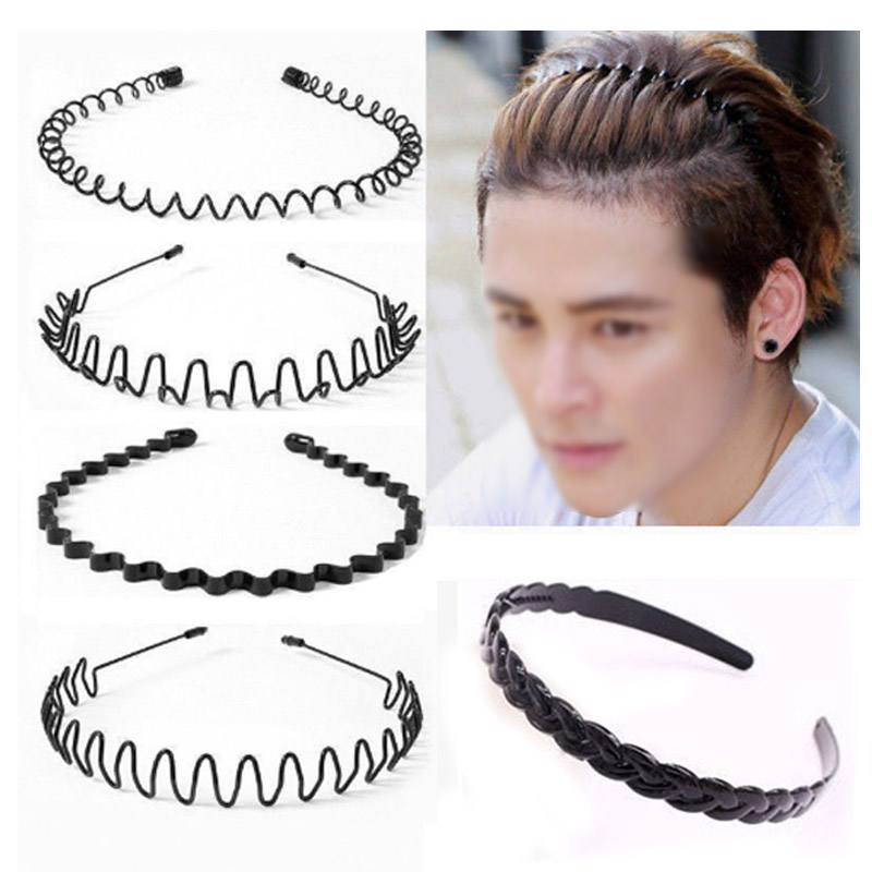 Korean unisex wavy hair headband black instant noodle-shaped men's