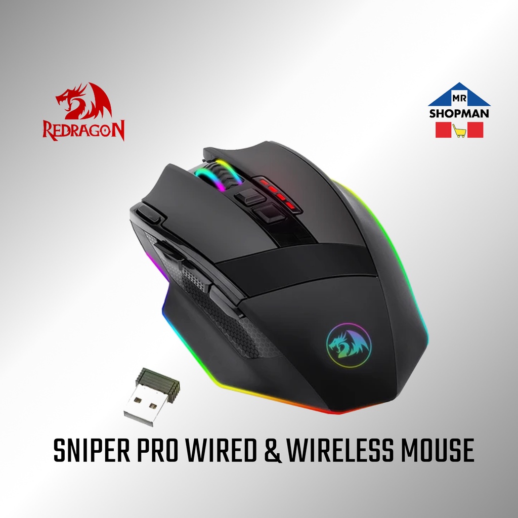Redragon Sniper Pro Wireless Dual Mode Gaming Mouse (M801P-RGB ...