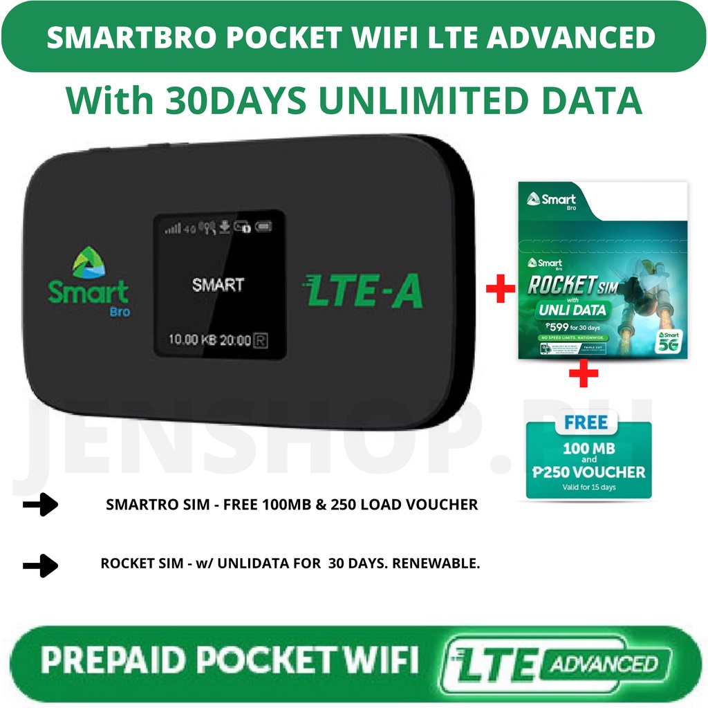 SMART BRO POCKET WIFI LTE ADVANCED (UNLI DATA 30DAYS) | Shopee Philippines