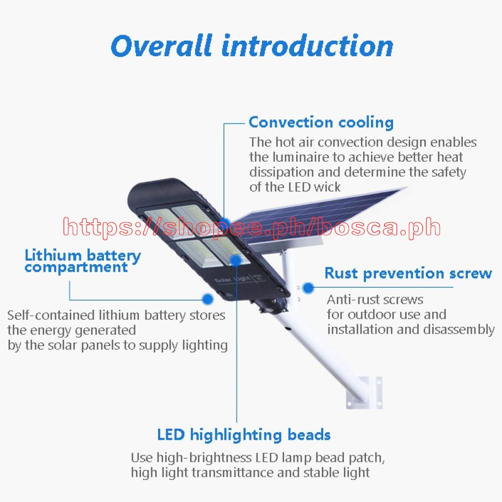 BOSCA 2 Year Warranty Nl Solar Street Light Outdoor With Pole Remote Battery Display