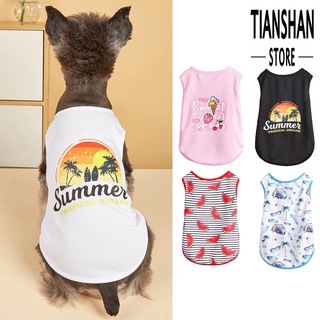 Tianshan Pet Vest Fruit Pattern Sweat-absorb Soft Comfortable Refreshing Stripe Printing Washable Dog Pajamas Small Thin Puppy Outfit for Summer